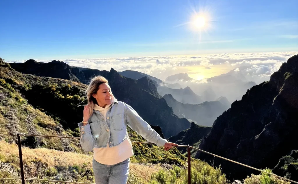 Hiking trail above the clouds on Pico do Areeiro, Madeira