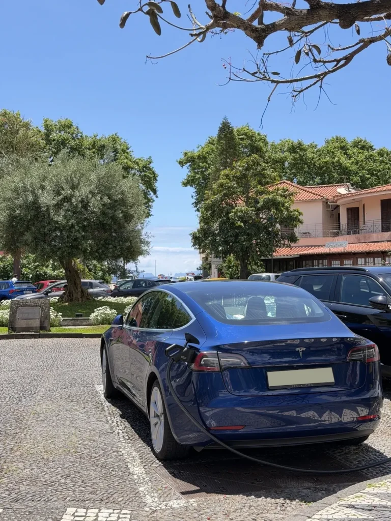 Tesla Model 3 charging during a rental in Madeira